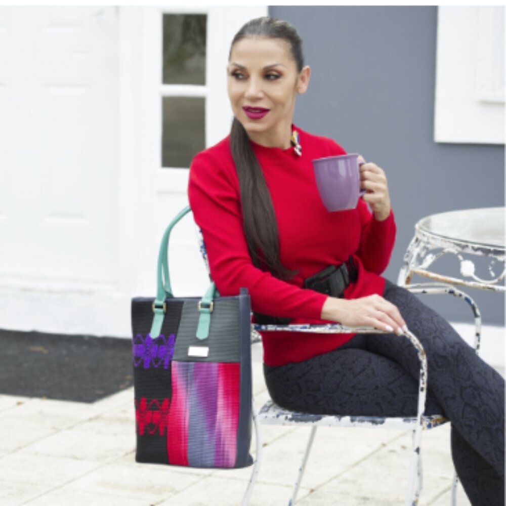 LIMÓN PIEL – Brocato Morado  Handmade Leather & Loom Tote Bag